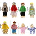 Ensemble de poupées familiales en Bois de 8 Figurines de Petites Personnes pour Accessoires de Meubles de Maison de poupées-1