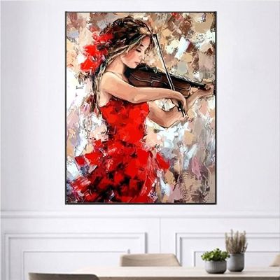 5d Diamant Peinture Kit Complet, Fille Jouant Du Violon 35x45cm Pour Les Enfants Et Les Adultes DIY Strass Broderie Diamant Au Point De Croix Arts Craft Pour Home Décoration Murale