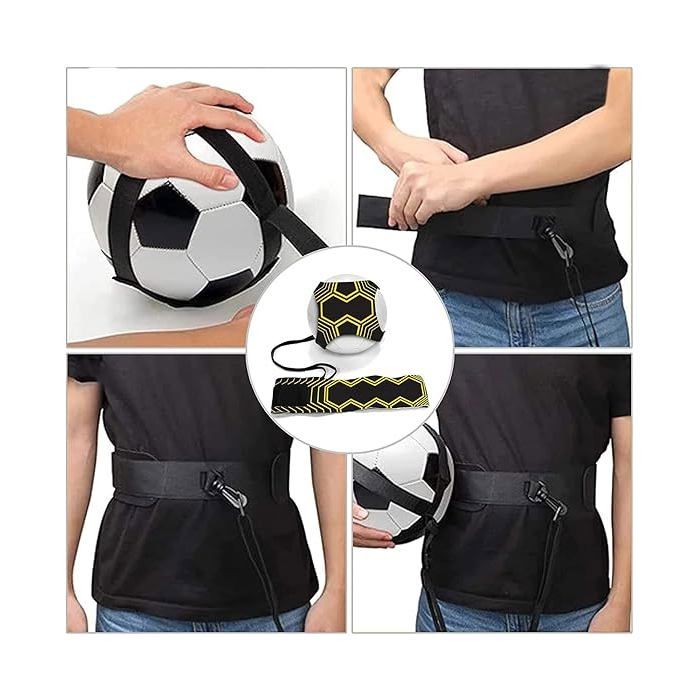 Ceinture D'Entraînement Football Hikeen Avec Ballon – Corde Élastique 2m, Taille Réglable 51-130 Cm, Néoprène Respirant, Pour Ados Et Adultes