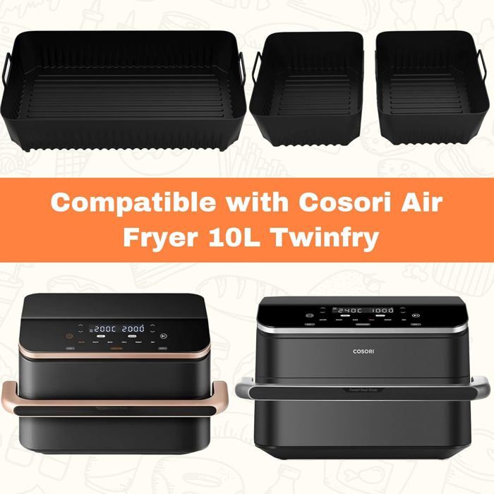 Plat Pour Air Fryer Moule Silicone Air Fryer For COSORI Air Fryer 10L Twinfry, Réutilisable Moule En Silicone