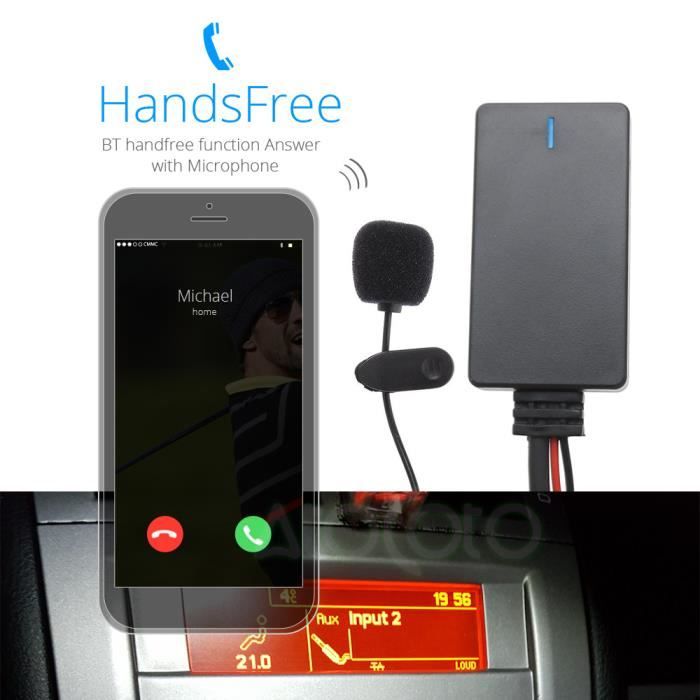 Akozon Adaptateur Bluetooth Pour Autoradio RD4 - Câble Audio 12 Broches Avec Micro, Pour Citroën, Peugeot, Etc.