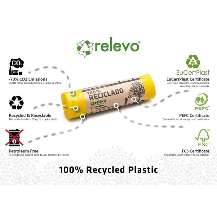Sacs poubelle jaune 100% recyclés, très résistant 30L, 90 pièces & sacs  poubelle 100% recyclés, très résistant 30L, 120 pièces[17] - Cdiscount Au  quotidien