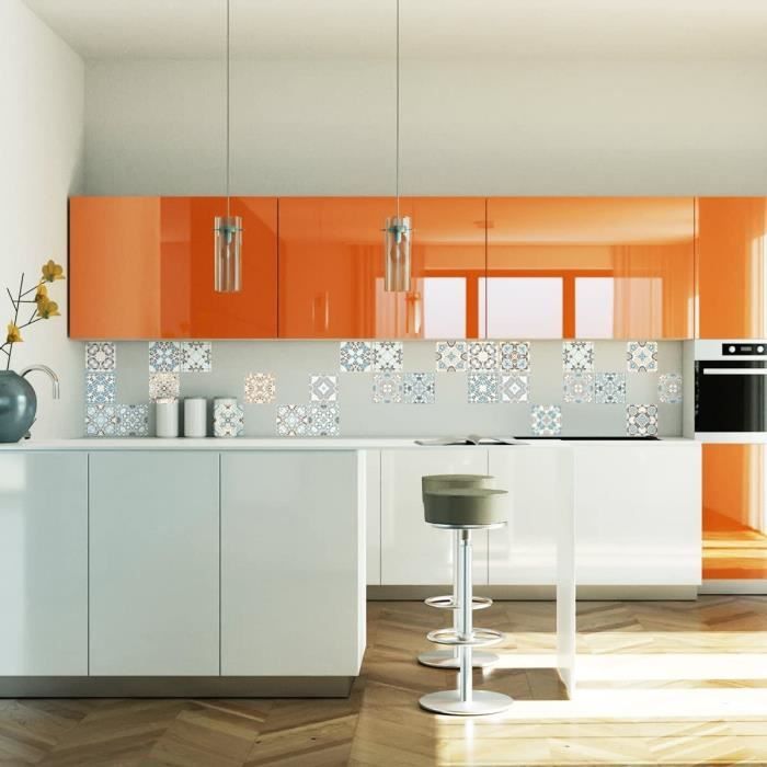 24 PCS Autocollants Carrelage Cuisine Salle De Bain Rouge Clair 20x20cm - Stickers DIY