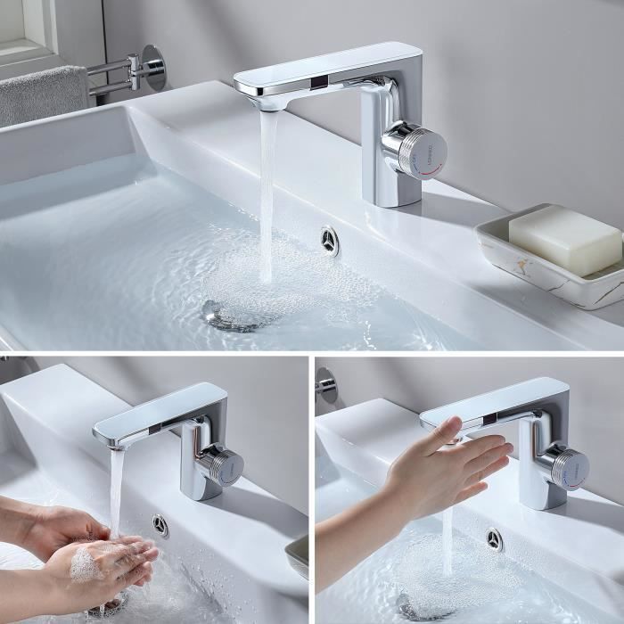 Robinet salle bain LONHEO, Mitigeur de lavabo en acier inoxydable  antirouille et anti-oxydation, Robinet pour lave-mains et vasque