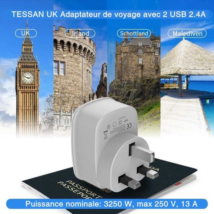 Acheter TESSAN – adaptateur de voyage européen, prise murale USB