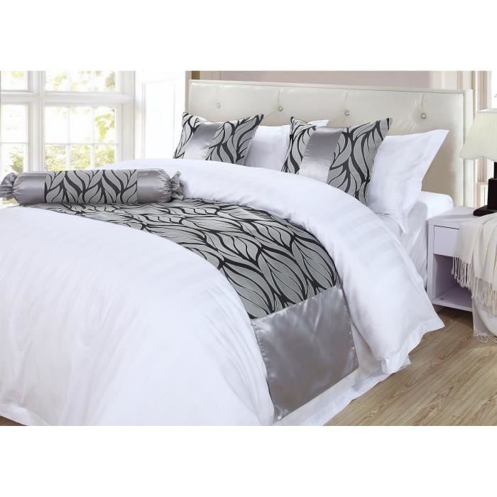Parure De Lit Carnaby Gris 150x200 - 50% Coton 50% Polyester - Housse Couette Incluse