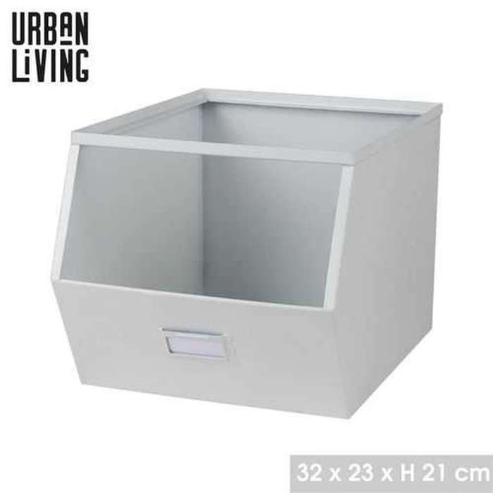 Urban Living - Casier de rangement en métal avec étiquette - Gris