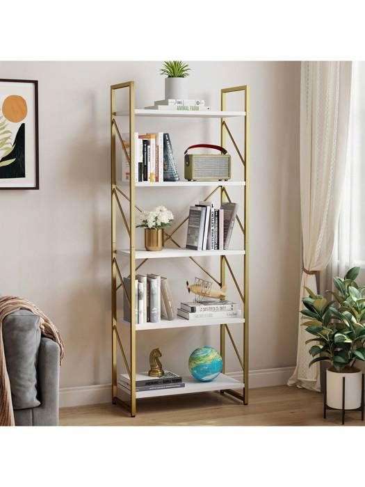 YITAHOME Bibliothèque D'Angle 5 Niveaux Avec LED Bluetooth - 30x30x180cm - Pour Salon/Chambre