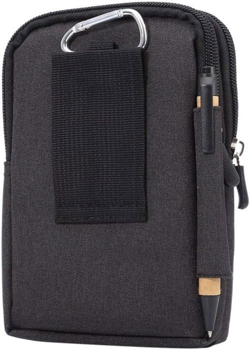 Étui Ceinture Téléphone Portable Noir - Sacoche Multi-poches Avec Clip - Pour Randonnée, Voyage