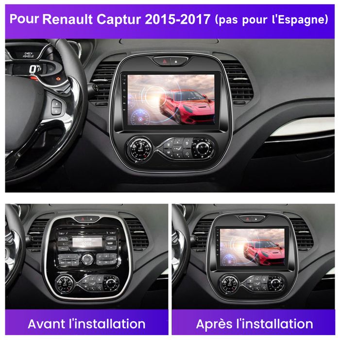 Autoradio Android 9" 4G+64G Pour Renault Captur/Clio 2011-2018 - Carplay Sans Fil, Android Auto, GPS, Caméra De Recul