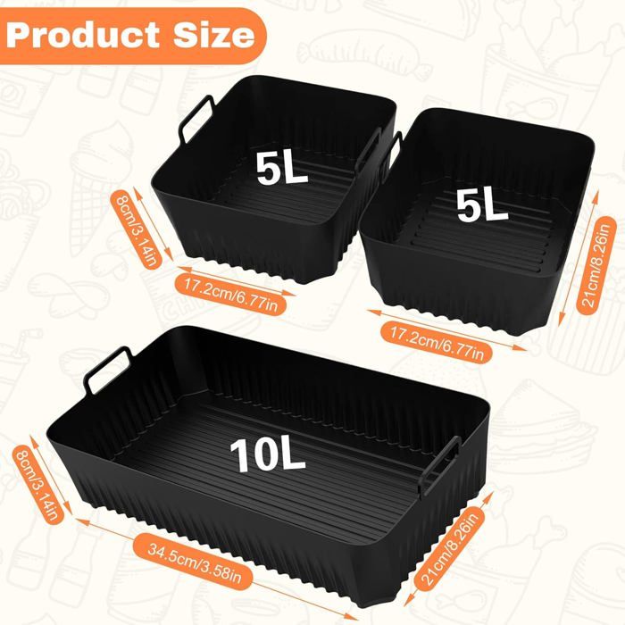 Moule Silicone Air Fryer Cosori 10L TwinFry Lot De 3 - Accessoires Plat Compatible Cosori 10L