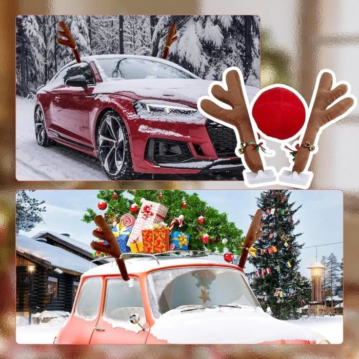 Décoration de voiture de Noël Bois de renne Nez Set Ornement de Noël