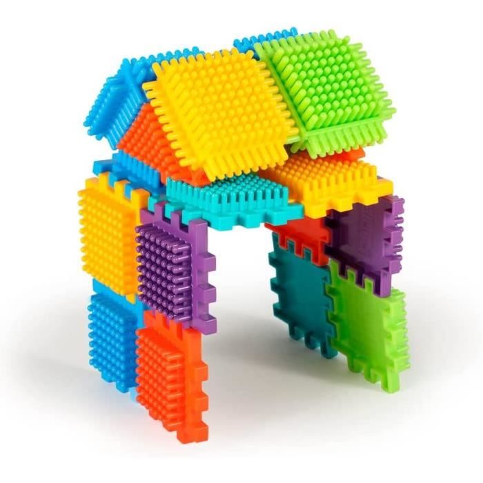 100 blocs de construction à picots + 4 figurines 3d famille - jeu de  construction enfant premier âge dès 12 mois - fabriqué en eur