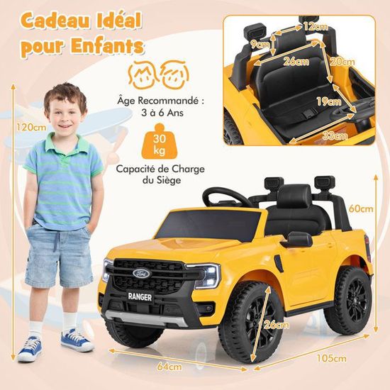 GOPLUS – Pelleteuse électrique 6V Pour Enfants – 88 X 36 X 46 Cm – Godet Creusable – Klaxon Et Sons – Batterie Rechargeable – Dès 2 Ans – Jaune