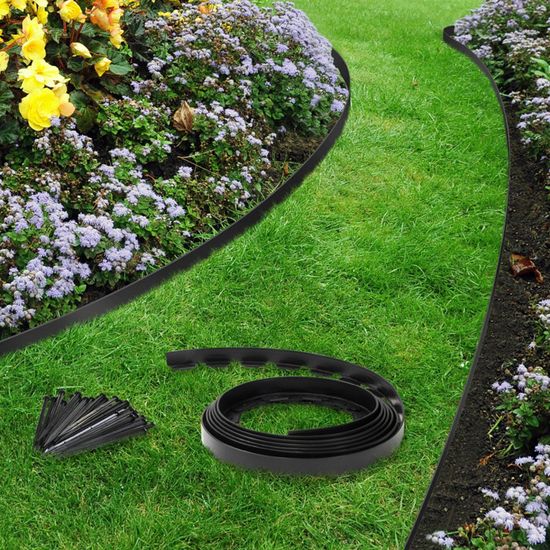 Bordurette de jardin flexible 10 M avec 30 piquets d/'ancrage