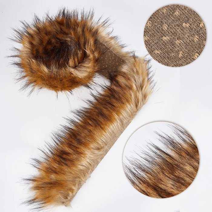 Bande Fausse Fourrure Renard Raccoon Orange 180 Cm X 7,1 Cm - Idéale Pour Couture DIY, Capuches, Manteaux & Accessoires