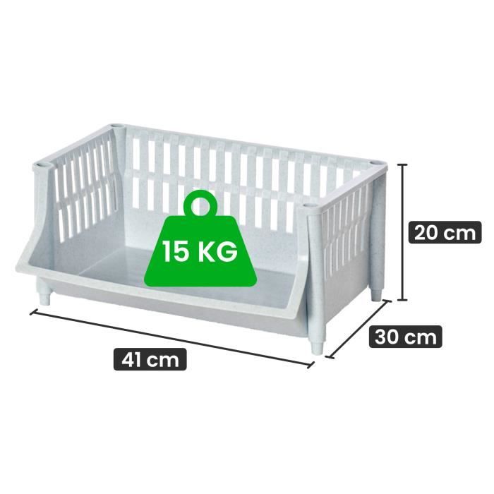 ARTECSIS Étagère à Paniers 6 Niveaux Modulable 110x41x30 Cm - Rangement Plastique Robuste Noir Cuisine & Cellier