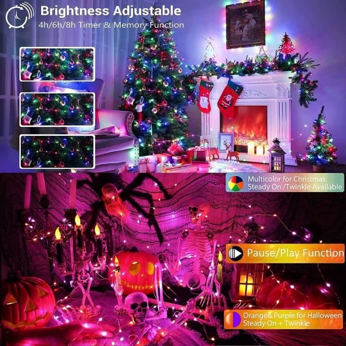 Guirlande lumineuse de Noël， lumières décoratives de Noël USB