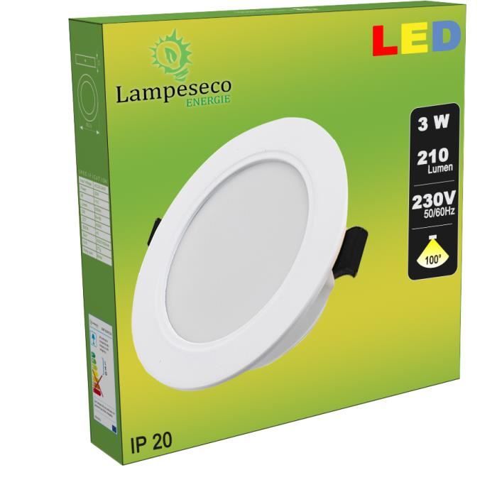 Spot LED Encastrable CLAR 20W Extra Plat - Pack De 10, 4000K Blanc Neutre IP Salle De Bain