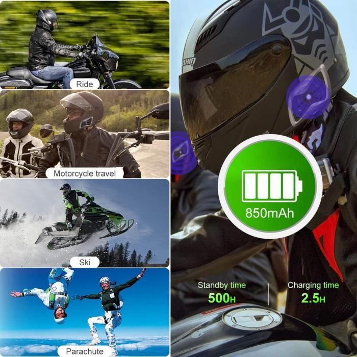 Intercom Moto,Interphone moto connexion FM 3 personnes casque moto casque  bluetooth casque sans fil casque mains libres sans fil - Cdiscount Auto