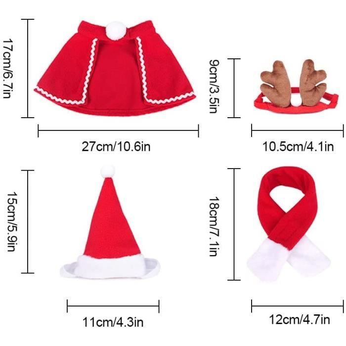 Costume De Noël Pour Chien Et Chat - Lot De 2 : Bonnet Et écharpe Rouges - Taille Ajustable - Idéal Pour Photos De Fêtes