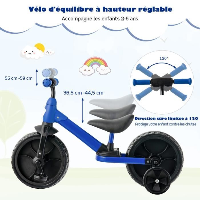 Vente 4 en 1 Vélo d'équilibre pour enfants de 12 pouces avec roue