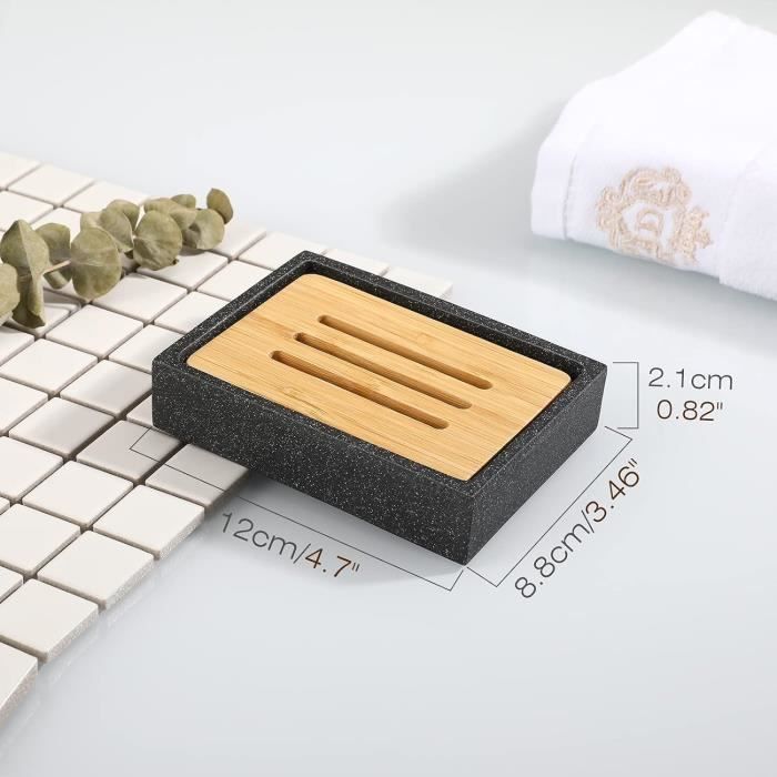Porte-savon Hygiénique Facile à Nettoyer Porte-Savon En Résine à Double Plateau Amovible - Design Marbre Blanc - Pour Salle De Bain, Douche Ou Cuisine