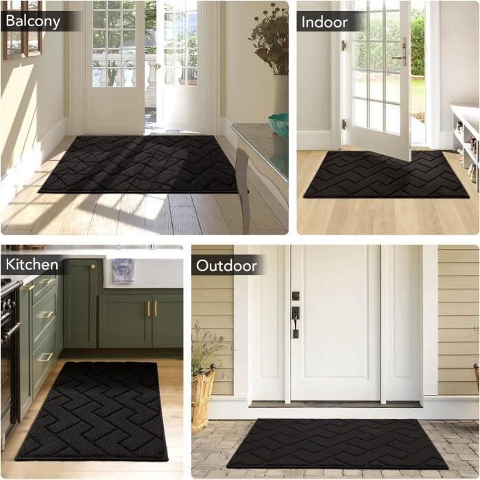 Paillasson Double Tapis 40x60cm - Intérieur/Extérieur - Antidérapant Et Absorbant - Anthracite