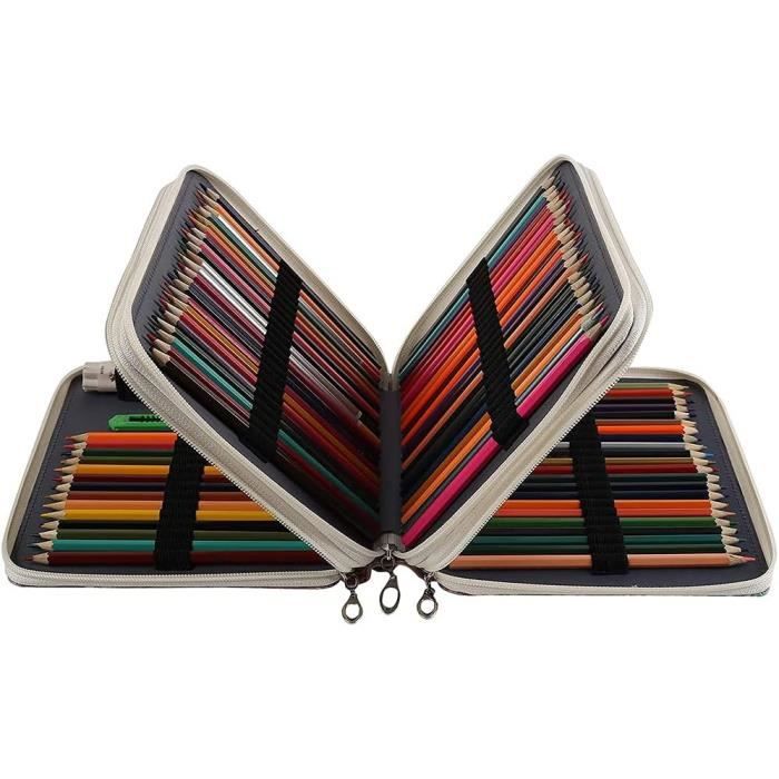 Grande Trousse À Crayons Étanche En Pvc Avec 3 Compartiments Et 3