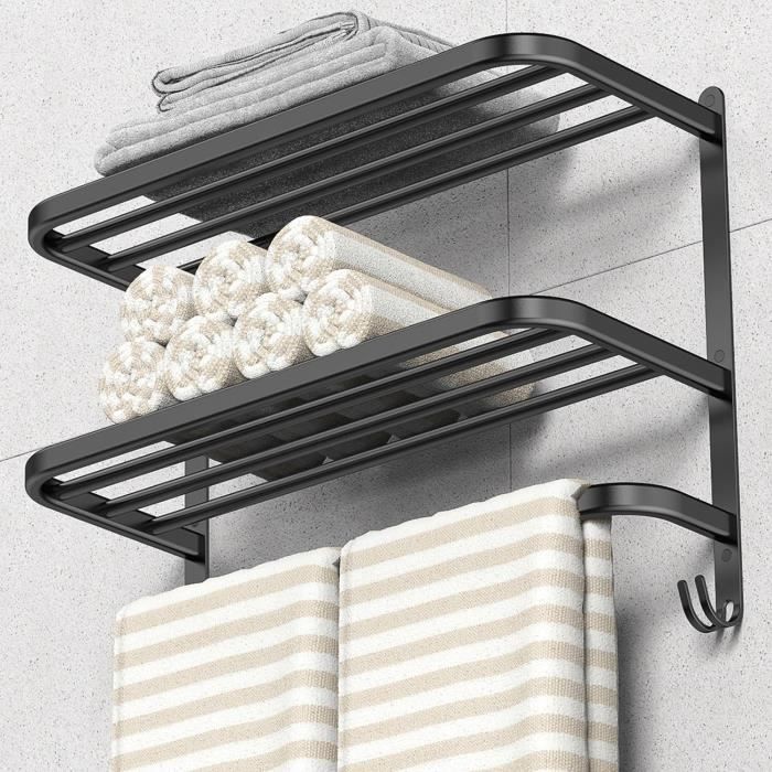 Porte-serviettes Sur Pied Réglable - Acier Inoxydable SUS304 - Plateau Inclus - Hauteur 79 Cm - Barres Extensibles Et Rotatives