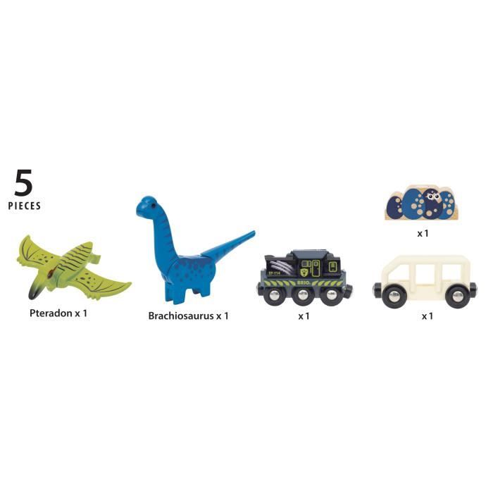Train à Piles Dinosaure BRIO - Circuit En Bois Avec Dinosaures Inclus