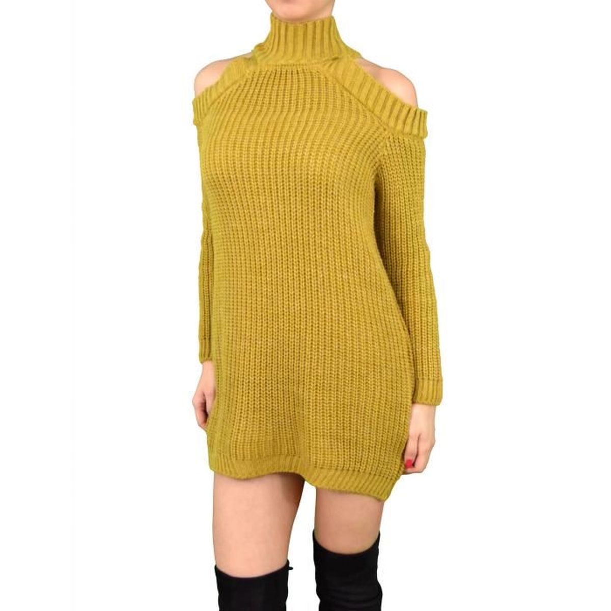 robe pull jaune moutarde