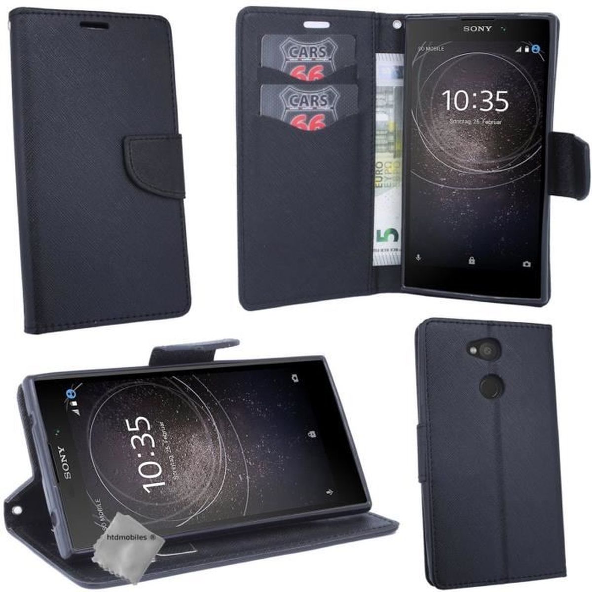 A5//Bleu 5.2 Janeqi Coque Sony Xperia XA2 - Étui en Cuir à Rabat de Couleur Unie Simple Housse Coque pour Sony Xperia XA2 5.2