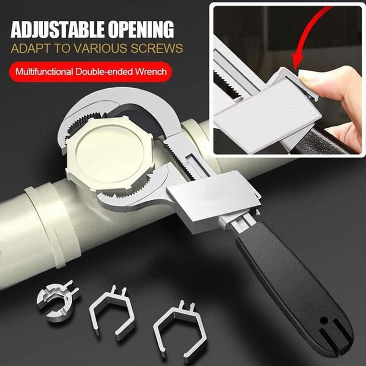 Clé Universelle Double Tête Réglable - Outil Polyvalent 250x48mm - Acier