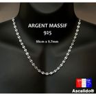 ASCALIDO Chaine grain de café pour homme en argent massif 925 55cm large 6mm