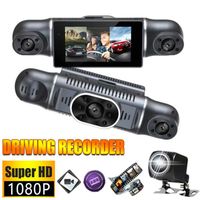 Camera de voiture Dashcam à Vision nocturne infrarouge avec WIFI/1080P Intérieur/arrière/Ecran LCD 3 pouces-64G carte mémoire