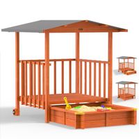 Spielwerk Bac à sable en bois d'épicéa MERLE 130x143cm aire de jeux cabane protection UV jeu pour enfants extérieur jardin