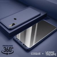 Coque Pour Samsung Galaxy A40 Intégrale Protection 360° Bleu Marine avec Verre Trempé