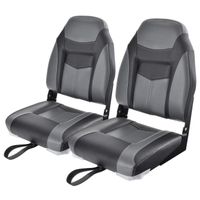COSTWAY Siège De Bateau 2 Pièces Pliante à Dossier Avec Longue Sangle De Fixation Vis En Acier Inoxydable Mousse Epaisse Noir 4078588212 L