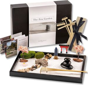 BORDURE Kit De Décoration Jardin Japonais Sable Zen Miniature 11X8 Pouces, Intérieur, 6 Outils, 15 Éléments, Pour Bureau Salon Maiso[u1500]