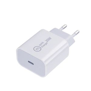 ADAPTATEUR DE VOYAGE EU Plug-White -Chargeur USB PD 20W Type C,charge r