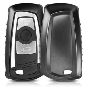 BMW 3-Bouton en Silicone Gris-Noir Coque pour Clef de Voiture /à Distance kwmobile Accessoire cl/é de Voiture pour BMW /Étui de Protection Souple Keyless Go Uniquement