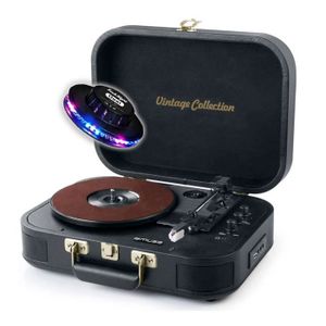MUSE MT-201 BTB - Platine-vinyle Bluetooth - 3 vitesses 33/45/78 Tours - 2 enceintes intégrées 2x5W - Port USB - Bleu - TV Son Photo