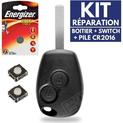 Akozon Custodia Portachiavi Per Auto - Telecomando A 3 Tasti In ABS Per Clio 2, 3 E Koleos - Guscio Di Ricambio Nero Con Lama - 2