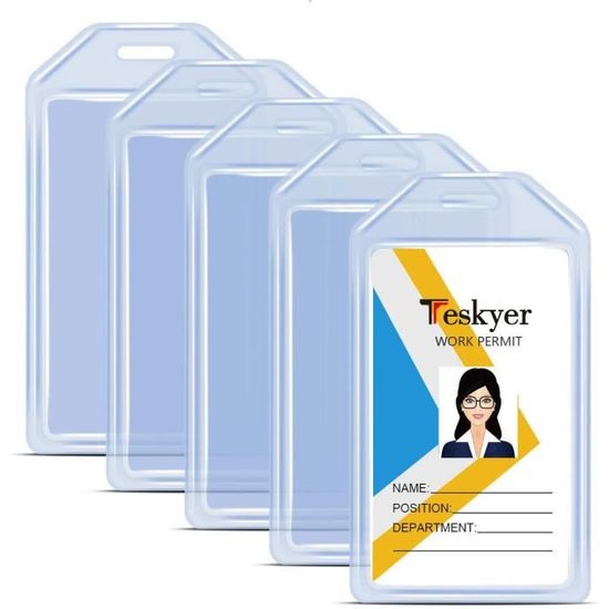 Porte-badges Plastique Transparent - Lot De 24 - Dimensions 9x5,6 Cm - Étanche, Avec épingle - Pour Entreprises, écoles, événements