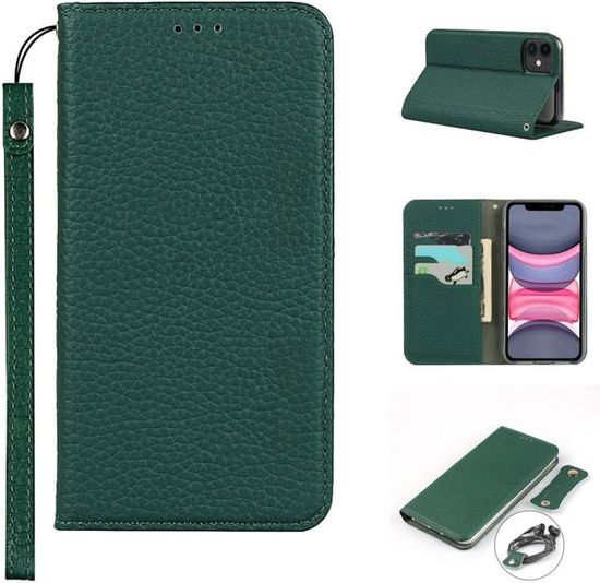 Coque Portefeuille Pour IPhone 11 Pro - Étui Cuir PU Avec Compartiment Carte, Côté Ouverture
