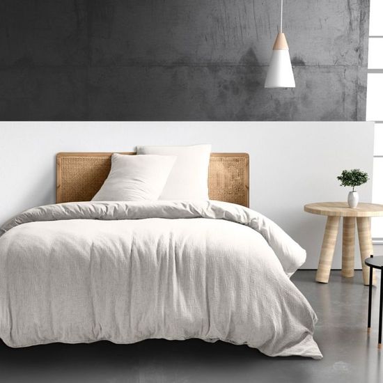 Housse De Couette 240x260 Cm + 2 Taies - Dessin Feuilles D'érable - Réversible - Polycoton - Fermeture éclair