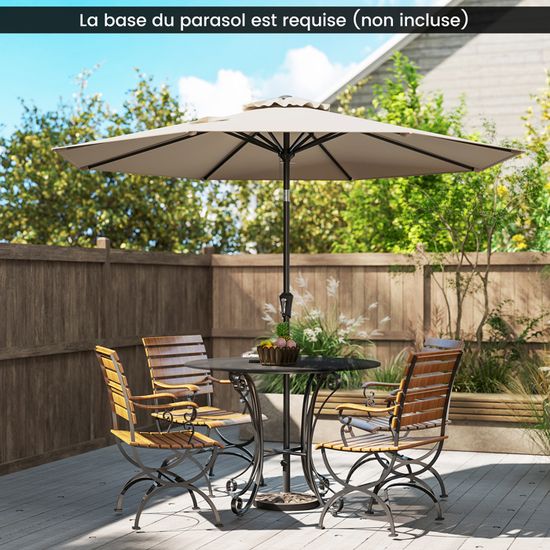 Marbueno Parasol Acier 8 Baleines D270 cm Polyester Beige Jardin, Piscine 10483 main image 1