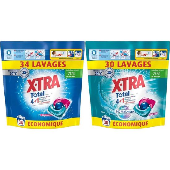 Capsules de lessive - Xtra Total - Trio-Caps - Original + Parfum Givré ...