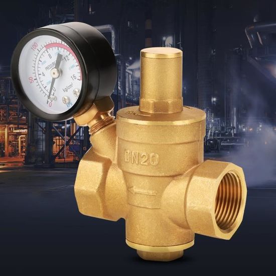 Réducteur De Pression D'eau DN25 32mm - Réglable 7.25-116 Psi - Avec Manomètre - Laiton